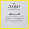 Zarbee's Vitamin D Drops for Infants, 400IU (10mcg) Baby & Toddler Liquid Supplement, Newborn & Up, Dropper Syringe Included, 0.47 Fl Oz view 2
