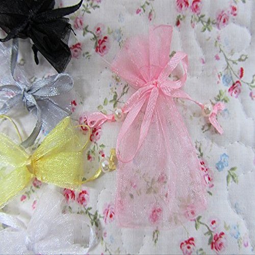100pc Pearl Bead String 2x3" Mini Organza Gift Bag (PO1-Pink) US SELLER SHIP FAST