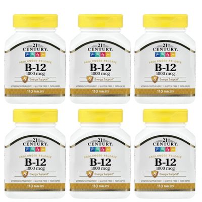21st Century B-12 1000Mcg Prolonged Release Tablets 110 Count (6 Pack)
