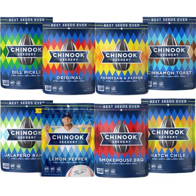 Chinook Seedery Sunflower Seeds to Eat  Jumbo, Flavored, Roasted, Low Sodium Snacks  Keto Friendly, Gluten-Free, Non-GMO  8 Flavor Variety Pack 4 oz (12-Pack)