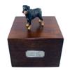 Conversation Concepts Beautiful Paulownia Medium Wooden Urn with Rottweiler Figurine & Personalized Pewter Engraving  view 1