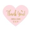 Andaz Press Blush Pink Gold Glitter Print Wedding Collection, Personalized Mini Heart Label Stickers, Thank You, 75-Pack, Custom Name view 1
