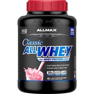 ALLMAX Classic ALLWHEY, Strawberry - 5 lb - 30 Grams of Protein Per Scoop - Gluten Free - Approx. 49 Servings