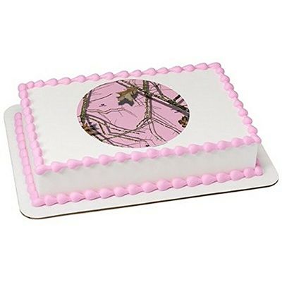 3" Round - Pink Camo Birthday - Edible Cake/Cupcake Party Topper - D8446