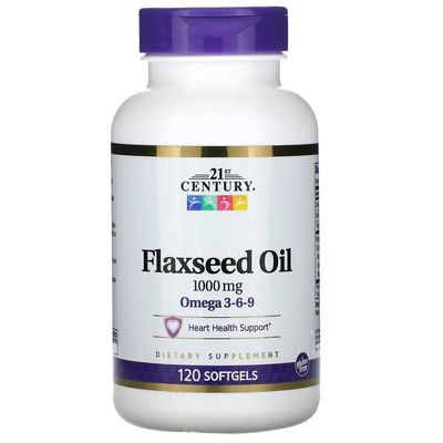 21st Century Flaxseed Oil 1000mg Softgels 120 Count (3 Pack)
