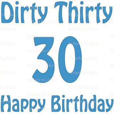 2" Round - Blue Dirty 30 Birthday - Edible Cake/Cupcake Party Topper - D20664
