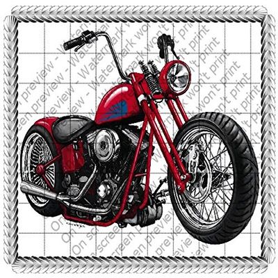 3" Round - Motorcycle Birthday - Edible Cake/Cupcake Party Topper - D136
