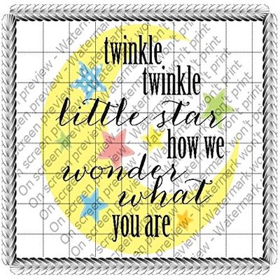 3" Round - Twinkle Little Star Baby Shower Birthday - Edible Cake/Cup Cake/Cupcake Topper - D652