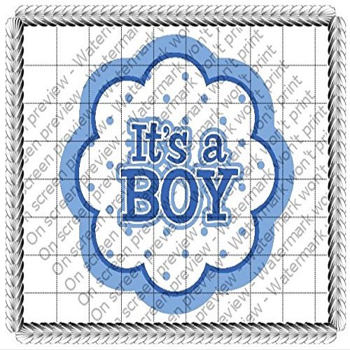 3" Round - Blue It's A Boy Baby Shower - Edible Cake/Cupcake Party Topper - D20672