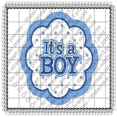 2" Round - Blue It's A Boy Baby Shower - Edible Cake/Cupcake Party Topper - D20672