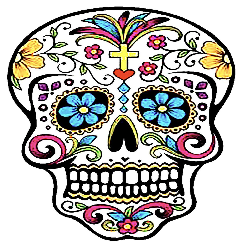 1/8 Sheet - Sugar Skull Halloween - Edible Cake/Cupcake Party Topper - D20680