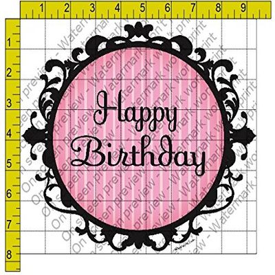 2" Round - French Boutique Pink Birthday - Edible Cake/Cupcake Party Topper - D20681