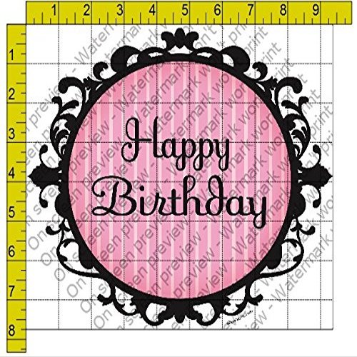 2" Round - French Boutique Pink Birthday - Edible Cake/Cupcake Party Topper - D20681