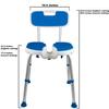 PCP Shower Safety Seat, Cutout for Easy Cleaning, Non-Slip Bath Support Recovery Chair with Backrest, White/Blue, Foam Padded view 4