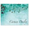 Sheet Music Aqua Personalized Note Cards - 24 Cards with White Envelopes, 4 x 5 Inch Size, Blank Stationery, Add Names or Text, For Thank You Notes, Invitations, & Announcements view 1