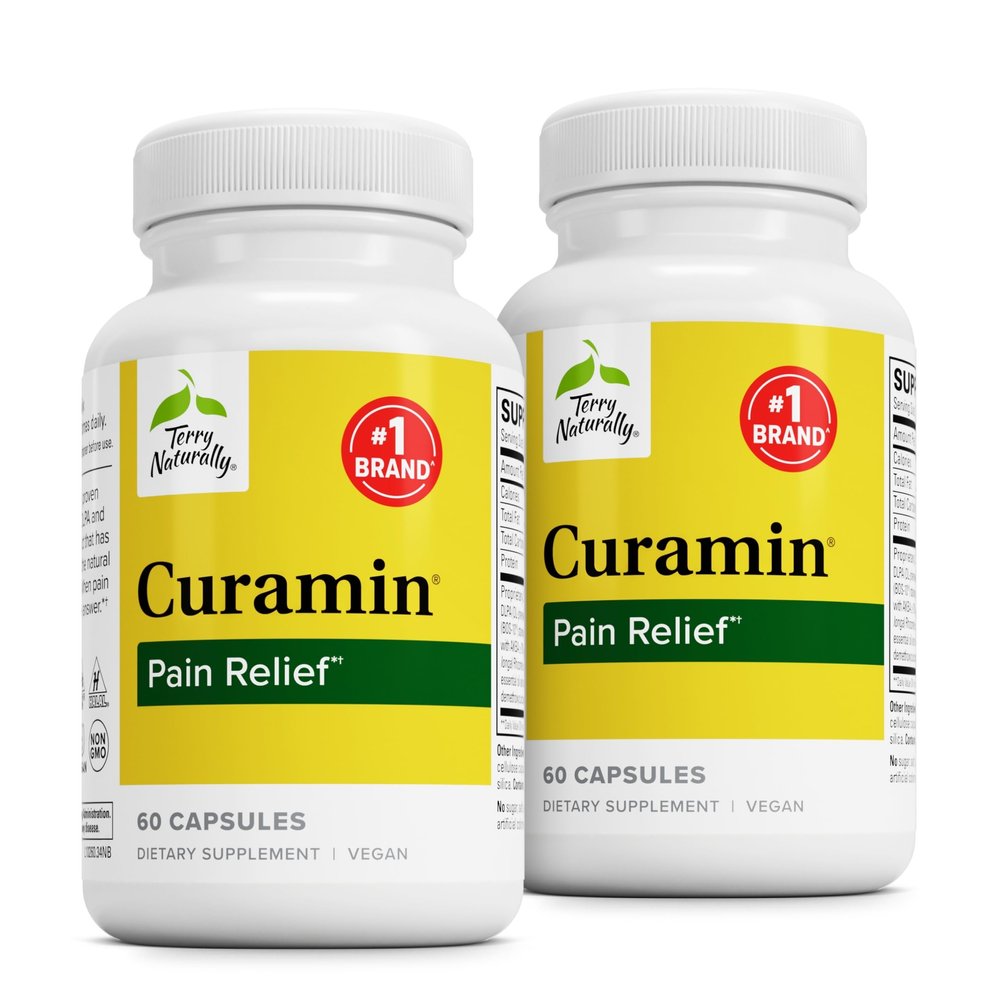 Terry Naturally Curamin - Curcumin Supplement for Circulation & Endorphin Support - Support for Occasional Discomfort - Aids Healthy Muscles - 60 Capsules (Pack of 2)
