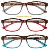 Success Eyewear Reading Glasses 3 Pair Great Value Stylish Readers Fashion Men and Women Glasses for Reading Set of Havana Clear, Havana Red, Havana Blue 1.75 view 2