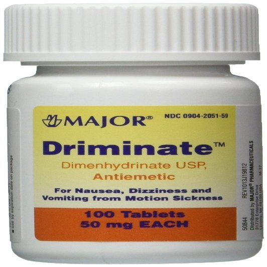 Driminate Generic for Dramamine Motion Sickness 50 mg Anti Nausea 100 count