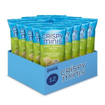 Quaker Crispy Minis Sour Cream and Onion Flavour Rice Chips (Pack of 12)