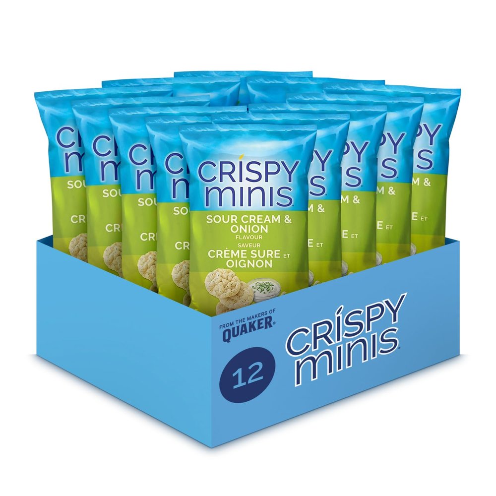 Quaker Crispy Minis Sour Cream and Onion Flavour Rice Chips (Pack of 12)