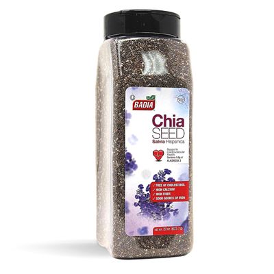 Badia Chia Seed, 22 oz  High Fiber, Omega-3, Protein, Energy Boost - Smoothies, Yogurt, Baking, Oatmeal