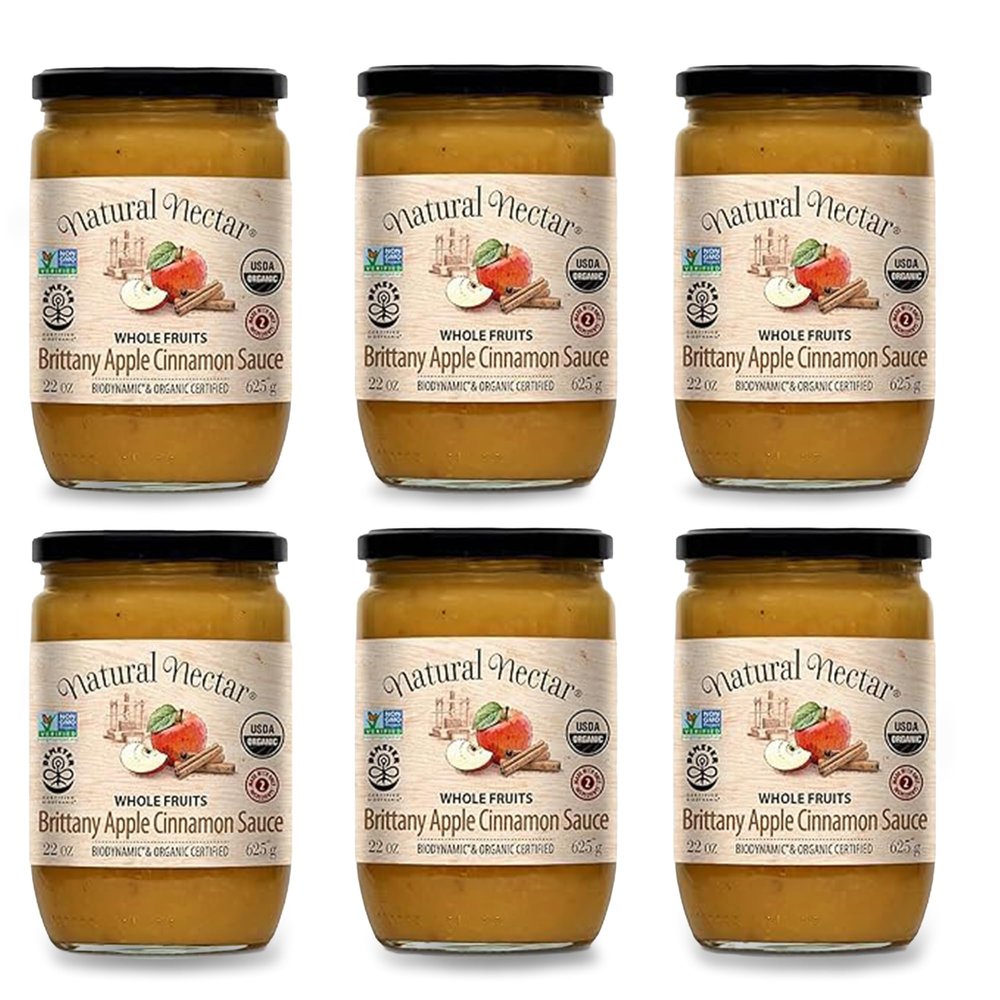 Natural Nectar Organic Cinnamon Apple Sauce  Pack of 6 | Organic Apple Sauce with Cinnamon, Simple Ingredients, Ready-to-Eat Fruit Snack for Lunchboxes & On-the-Go