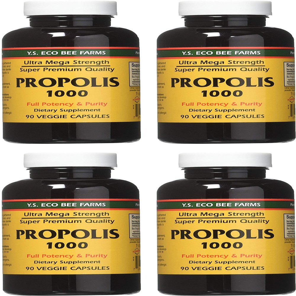YS Eco Bee Farms Propolis 1000-90 caps (Pack of 4)