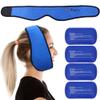 LotFancy Face Ice Pack Wrap for TMJ, Wisdom Teeth, with 4 Reusable Hot Cold Therapy Gel Packs, Pain Relief for Head, Oral and Facial Surgery, Dental Implants, Blue view 1