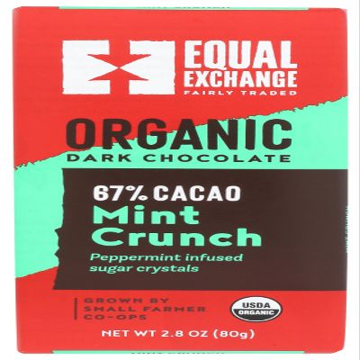 Equal Exchange Organic Dark Chocolate Mint Crunch 80g, 2.8 oz