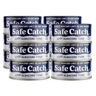 Safe Catch Wild Albacore Tuna Canned Low Mercury Can Tuna Fish Steak Gluten-Free Keto Food Non-GMO Kosher Paleo-Friendly High Protein Every Can Of Tuna Is Tested No Water Oil Tuna, Pack of 12 5oz