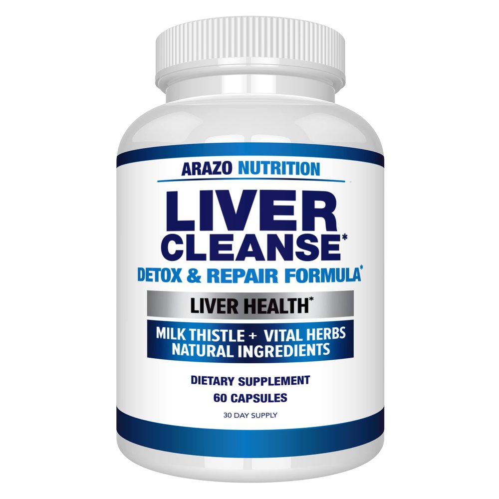 Arazo Nutrition Liver Cleanse Detox & Repair Formula  Milk Thistle Herbal Support Supplement: Silymarin, Beet, Artichoke, Dandelion, Chicory Root