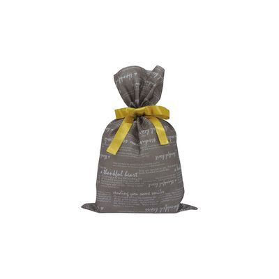 Kakkei Bag Workshop FER-35 Drawstring Bag with Ribbon, Non-Woven Fabric, English Character Brown, SS, Pack of 10