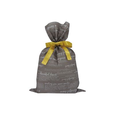  Kakkei Bag Workshop FER-34 Drawstring Bag with Ribbon, Non-Woven Fabric, English Characters, Brown, S, Pack of 10