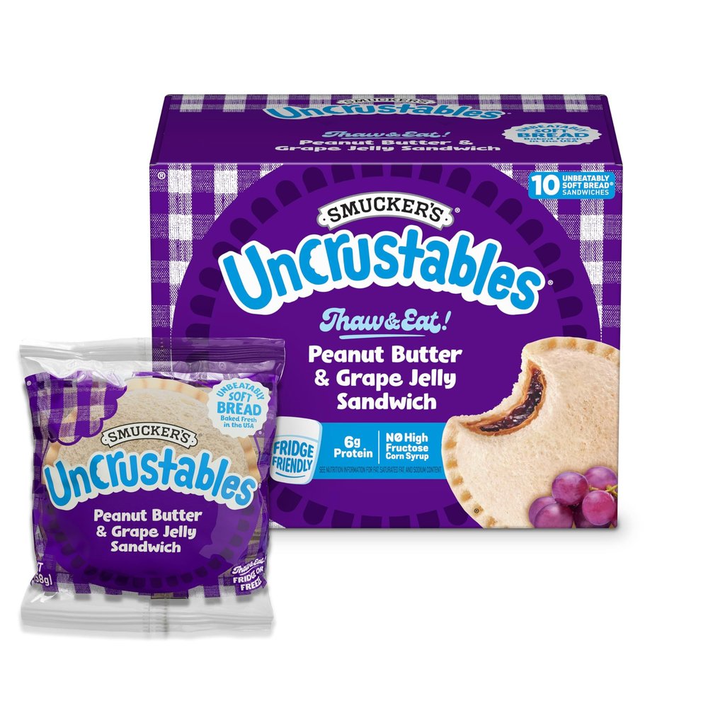 Smuckers Uncrustables Peanut Butter & Grape Jelly Sandwiches, 10 (Frozen)