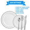 1000 Pieces Plastic China Plate Silverware Combo for 200 people WHITE with SILVER Reflection Masterpiece Like (white, 1000) view 2