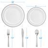 1000 Pieces Plastic China Plate Silverware Combo for 200 people WHITE with SILVER Reflection Masterpiece Like (white, 1000) view 3