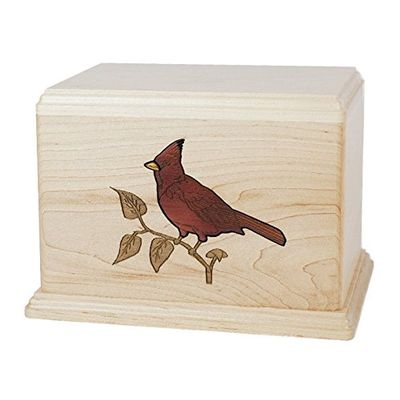 Wood Cremation Urn - Maple Cardinal