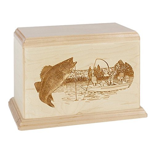 Wood Cremation Urn - Maple Walleye Boat Fishing