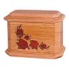 Wood Cremation Urn - Natural Cherry Octagon Roses view 1
