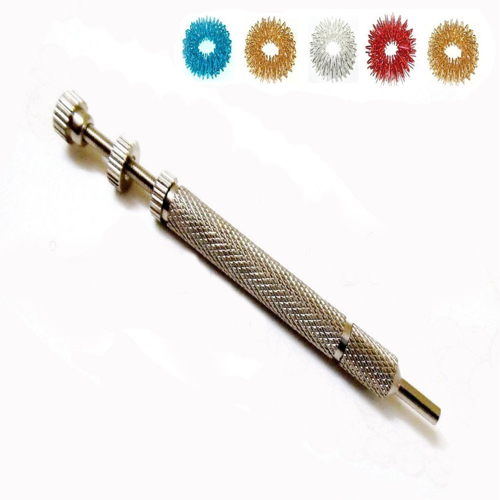 Acs Mat Sujok Hand Acupuncture Needle Injector (Spring Inserter) - Built-In Magnet + Free 5 Sujok Rings
