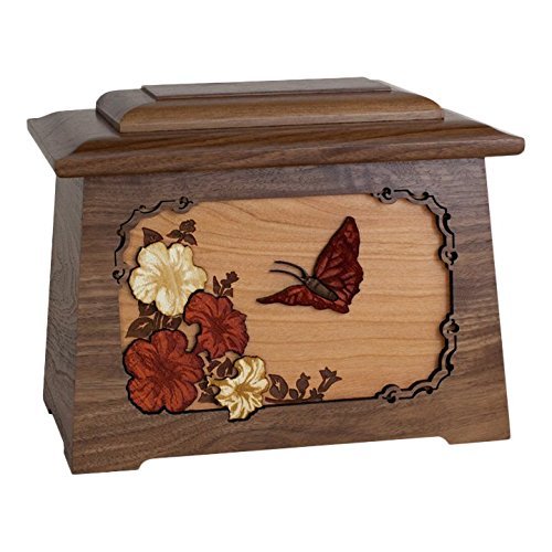 Wood Cremation Urn - Walnut Butterfly Astoria