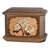 Wood Cremation Urn - Walnut Mums Octagon view 1