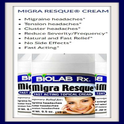 BioLab Rx Migra Resque Cream - Natural Headache Relieving Formula - Migraine Headaches - Tension Headaches - Cluster Headaches