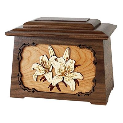 Wood Cremation Urn - Walnut Lilies Astoria