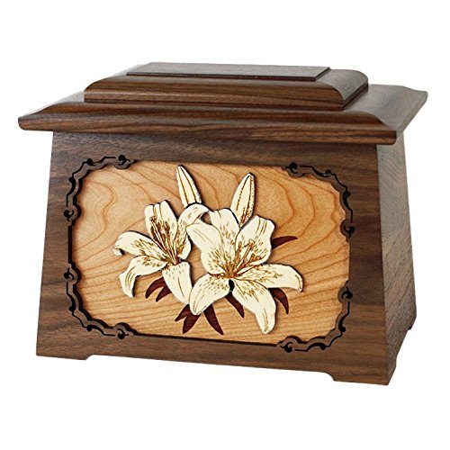 Wood Cremation Urn - Walnut Lilies Astoria