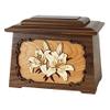 Wood Cremation Urn - Walnut Lilies Astoria view 1