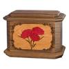 Wood Cremation Urn - Walnut Carnations Octagon view 1