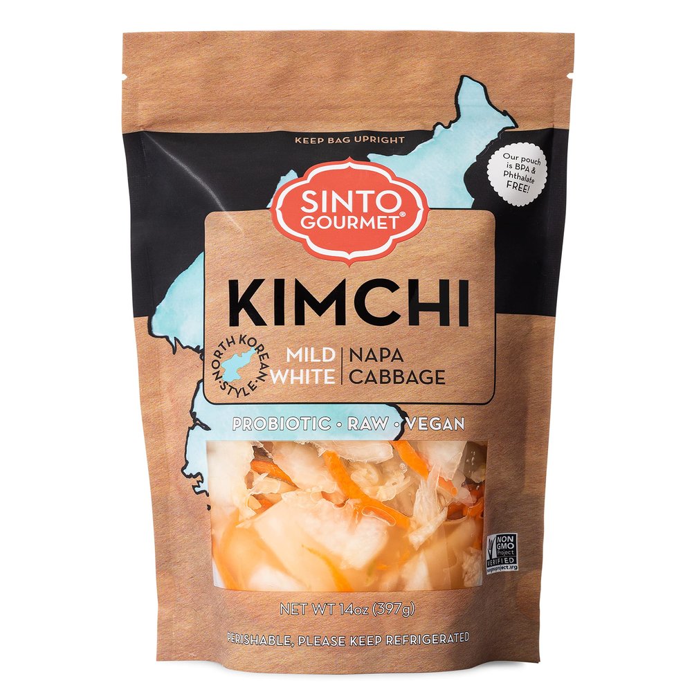 Sinto Gourmet Mild White Napa Cabbage Kimchi, 14 oz (Pack of 2)