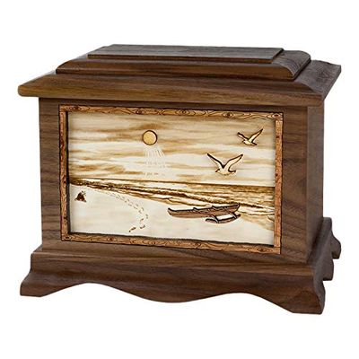 Wood Cremation Urn - Walnut Tropical Beach Ambassador