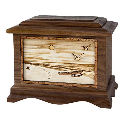 Wood Cremation Urn - Walnut Tropical Beach Ambassador